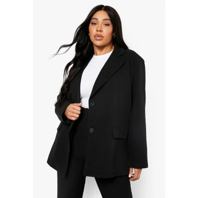 Womens Plus Oversized Blazer & Skinny Pants Suit - Black - 12