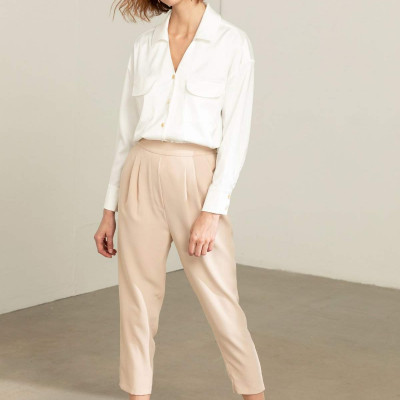 Nina Almond Pleated Trousers