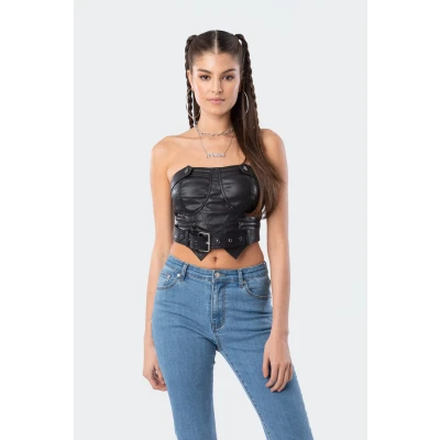 Ace Pu Corset Top