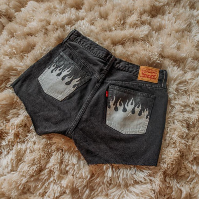 Flame Pocket High-Waisted Shorts