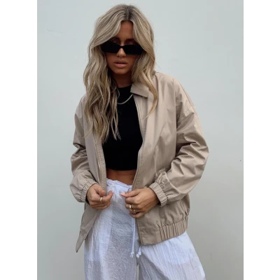 Telford Zip Up Coaches Jacket Beige