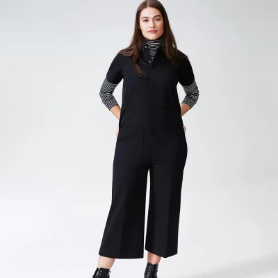 Kate Stretch Cotton Twill Jumpsuit - Black