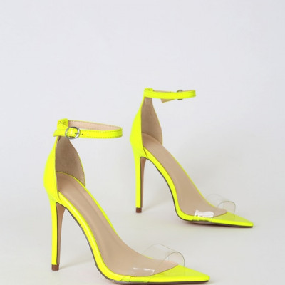 Jenni Neon Yellow Ankle Strap Heels | Lulus