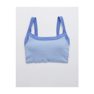 Aerie Ribbed Mix Longline Scoop Bikini Top Womens Fresh Water