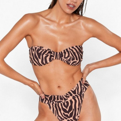 High-Waisted Zebra Bikini Bottoms
