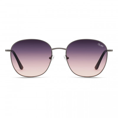 Womens Quay Australia Jezabell 57Mm Round Sunglasses - Gun/ Navy Peach