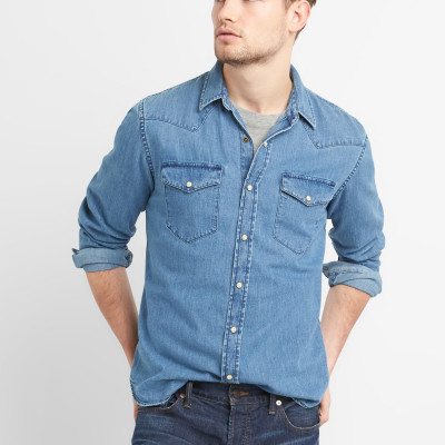 Denim Western Shirt in Slim Fit
