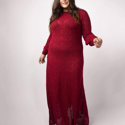 Baacal Loren Crochet Maxi Dress Scarlet Letter Red