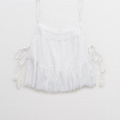 Aerie Tiered Woven Tank Womens White