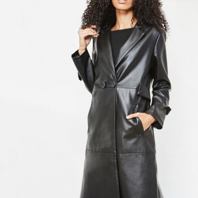 Lancer Vegan Leather Coat Black