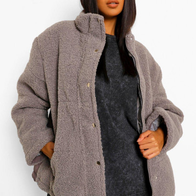 Teddy Faux Fur Mix Oversized Puffer | boohoo