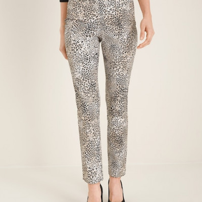 Brigitte Animal-Print Slim Ankle Pants