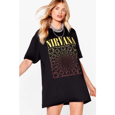 Womens Nirvana License T-Shirt Dress - Black - S, Black