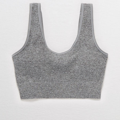 Aerie Chill Seamless Padded Bralette Womens Shell Gray