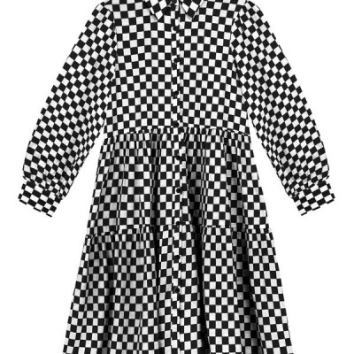 Flounce Dress - Black Check