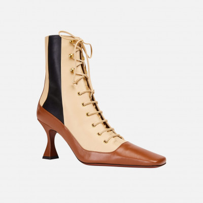 Duck Lace-up Boots Cream