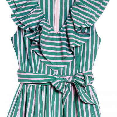 Plus Size Womens Halogen X Atlantic-Pacific Ruffle Stripe Tie Top