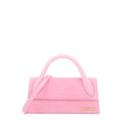 Jacquemus Le Chiquito Long Pink Nubuck Top Handle Bag