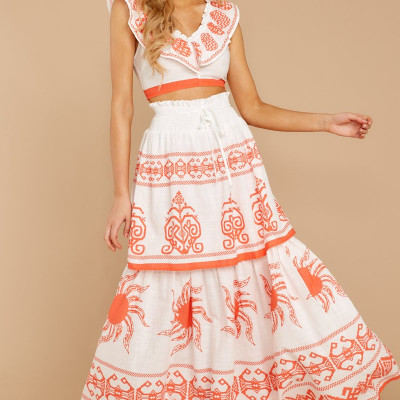 A Time For Everything Coral Print Two Piece Set