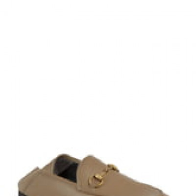 Womens Gucci Brixton Horsebit Convertible Loafer, Size 5US - Beige