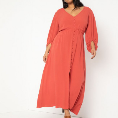 Button Front Maxi Dress