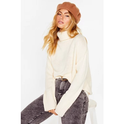 Womens Dont Cry Because Knits Over Turtleneck Jumper - White - S, White