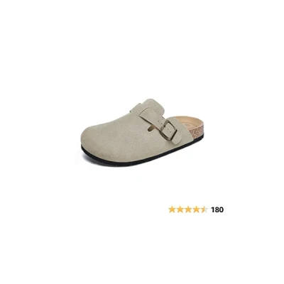 Xiakolaka Women's Boston Clogs Adjustable Buckle Slip on Cork Footbed Home Clog Slippers