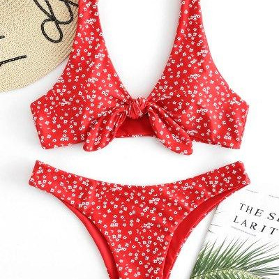 Tiny Floral Low Waisted Knot Bikiniwimsuit