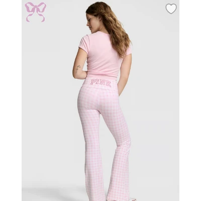 PINK x LoveShackFancy Cotton Foldover Flare Leggings