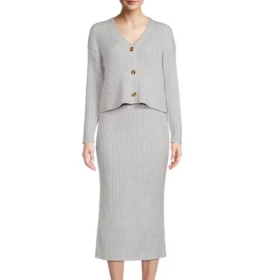 Women's Sweater Cardigan and Skirt Set