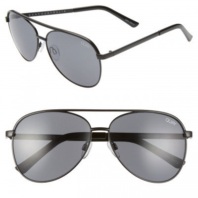 Womens Quay Australia Vivienne 60Mm Aviator Sunglasses - Black/ Smoke Grey