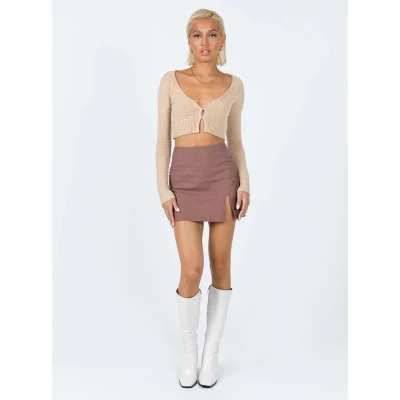 Recycled Fibers Blend Ava Knit Cardigan Light Brown