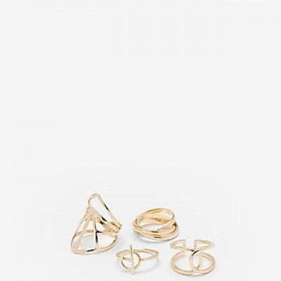 Set Of Four Cut-Out Rings Gold Womens