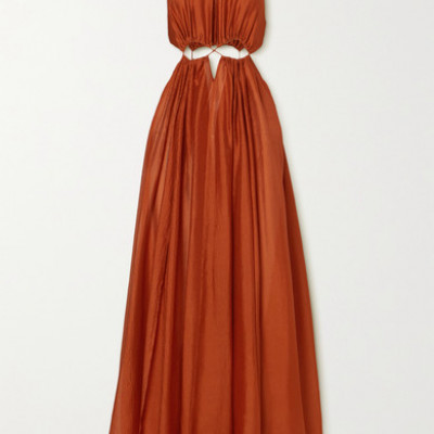 Cult Gaia - Thera Cutout Gathered Silk Crepe De Chine Maxi Dress - Copper