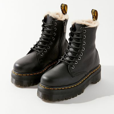 Jadon Fur-Lined Platform 8-Eye Boot - Black 5 at Urban Outfitters