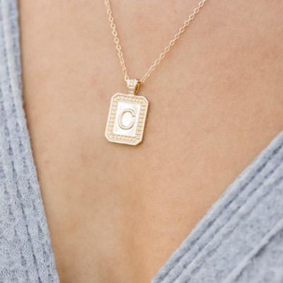 Unique And Chic Gold Tag Initial Necklace