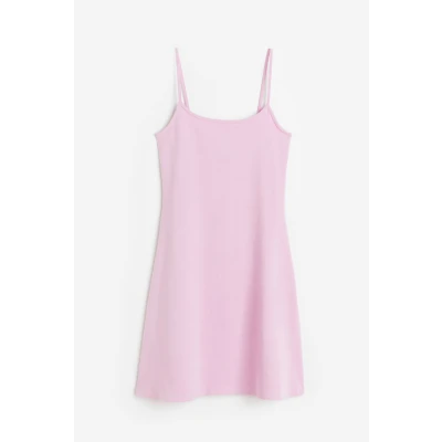 H & M - Flared-skirt Jersey Dress - Pink