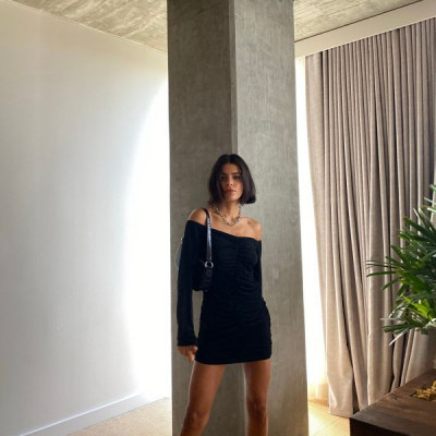 Motel Azalea Ruched Off-The-Shoulder Mini Dress