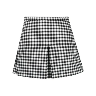 Nº21 Rock check-print pleated skirt