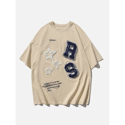 Flocked Letter Stars Tee