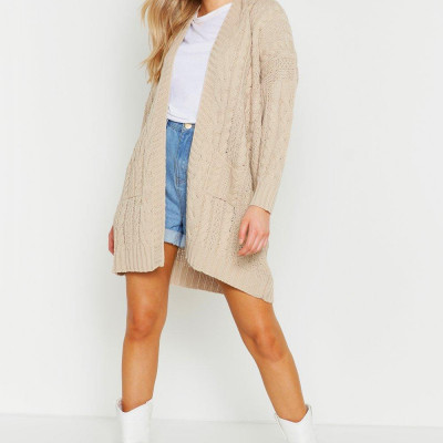 Slouchy Cable Knit Cardigan