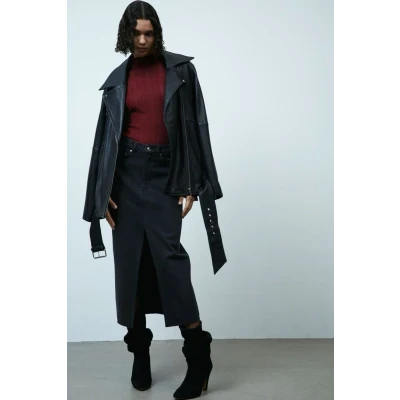 Rib-knit Mock Turtleneck Top